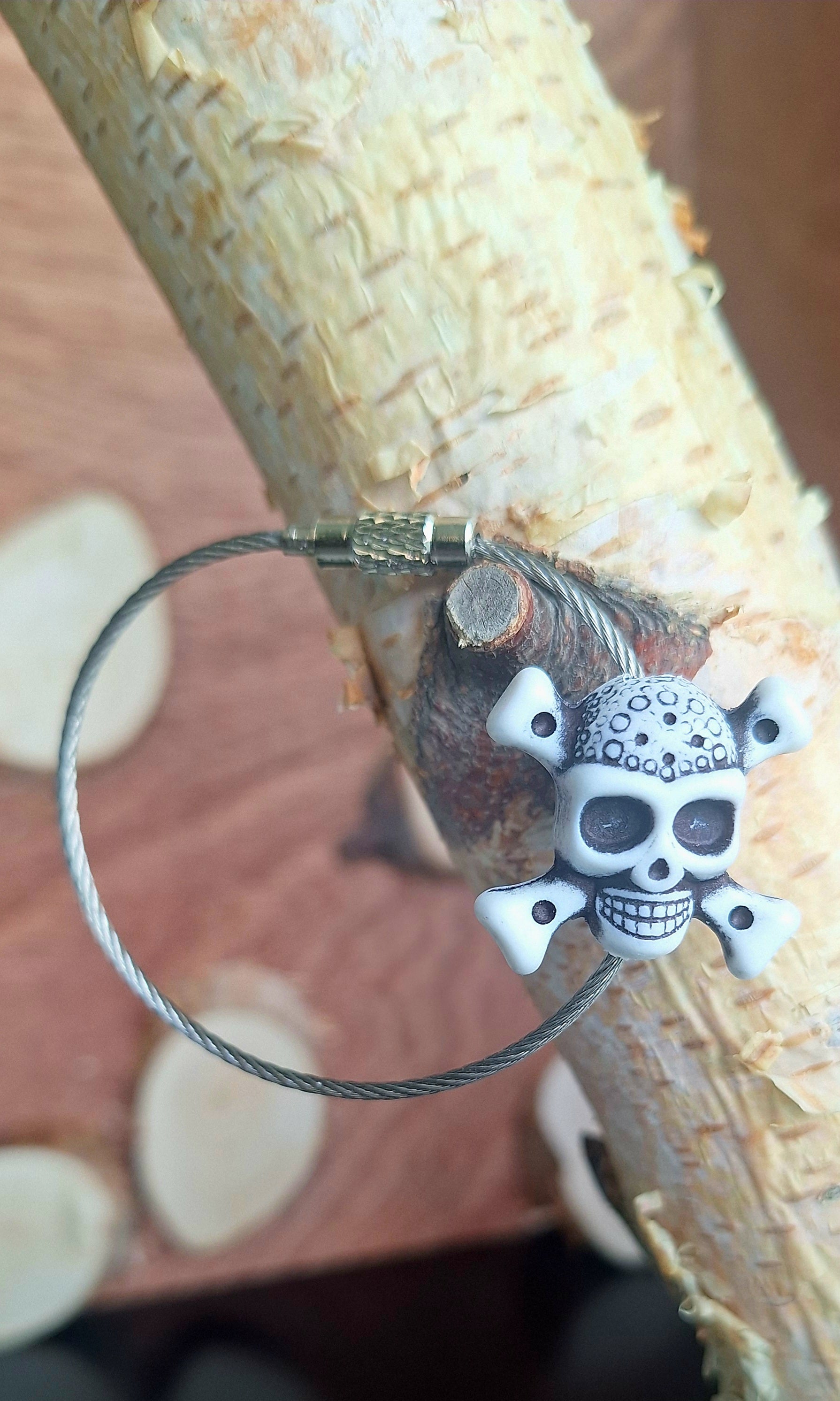 Schlüsselanhänger Pirat-Skull Gross mit Stahlband