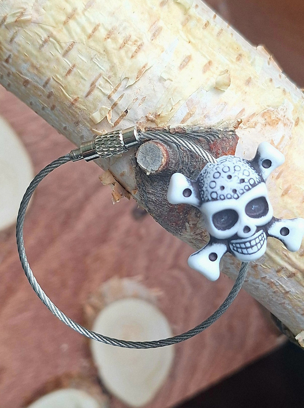 Schlüsselanhänger Pirat-Skull Gross mit Stahlband