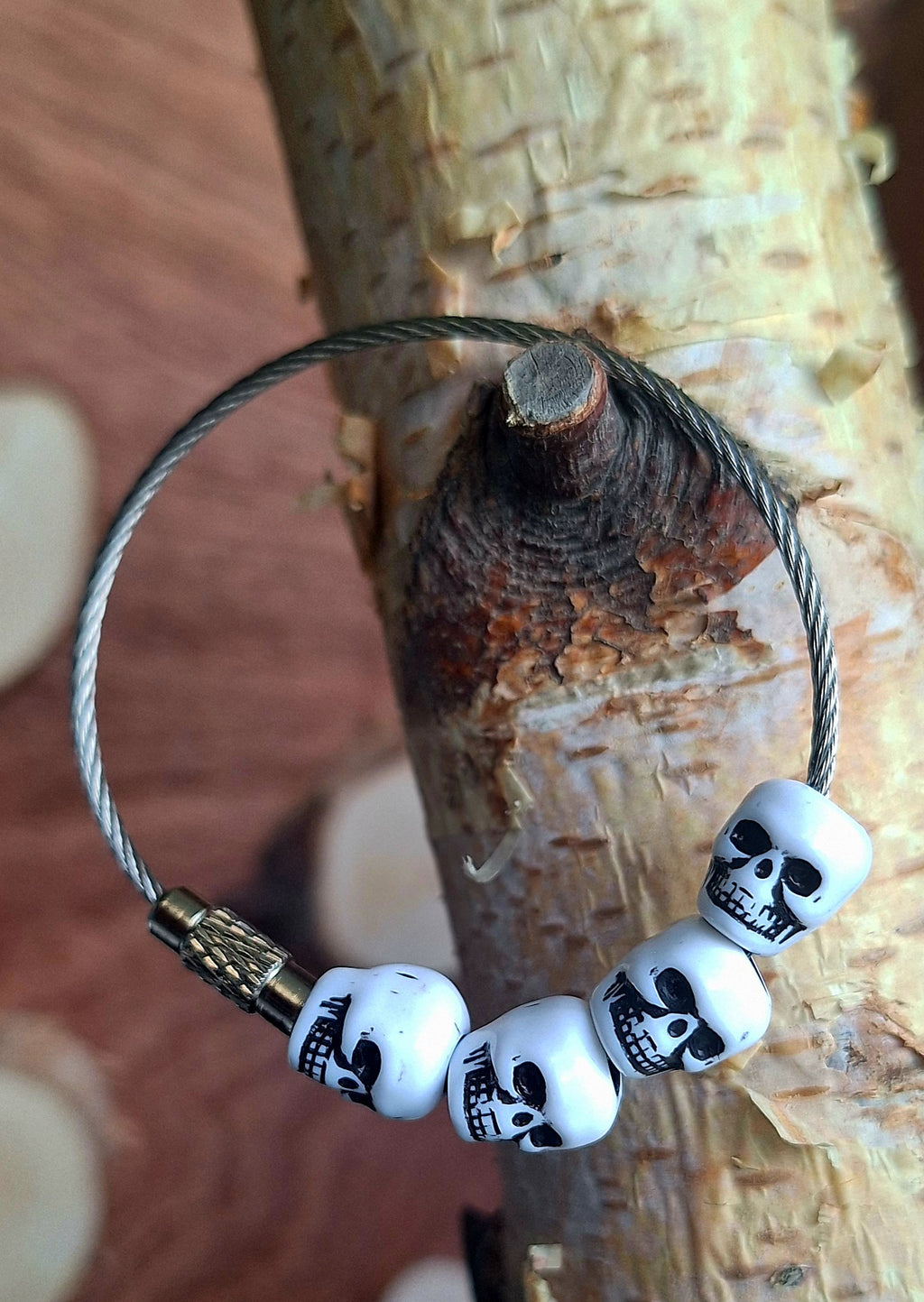 Schlüsselanhänger 4 Small Skull Steel-Line