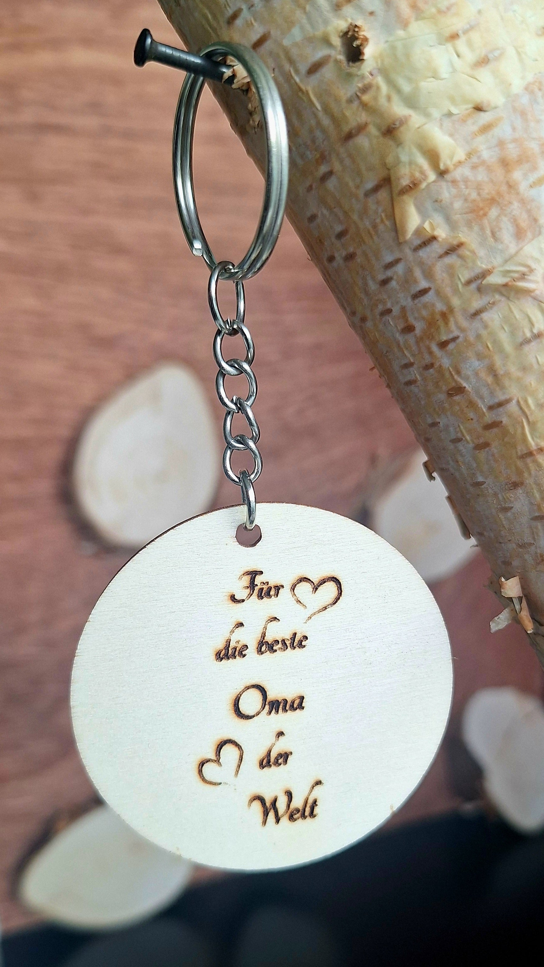 Schlüsselanhänger Rund Sperrholz "Für die beste Oma der Welt"