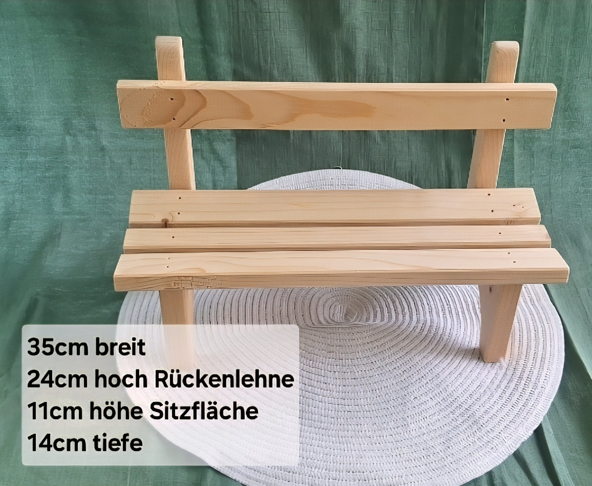 Dekoratives Sitzbänkli mit Gravur aus Fichtenholz